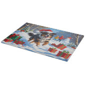 オーストラリア羊飼いクリスマスフェスティバル雪のシーン カッティングボード (角)