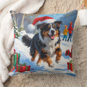 オーストラリア羊飼いクリスマスフェスティバル雪のシーン クッション (ブランケット)