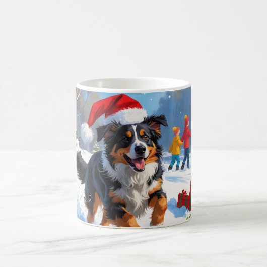 オーストラリア羊飼いクリスマスフェスティバル雪のシーン コーヒーマグカップ (中央)
