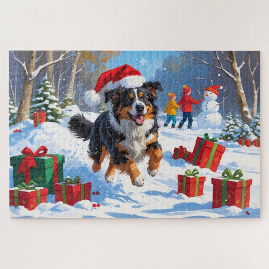 オーストラリア羊飼いクリスマスフェスティバル雪のシーン ジグソーパズル (横)