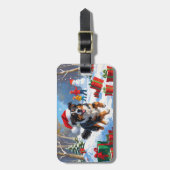 オーストラリア羊飼いクリスマスフェスティバル雪のシーン ラゲッジタグ (正面縦)