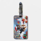 オーストラリア羊飼いクリスマスフェスティバル雪のシーン ラゲッジタグ (裏面縦)