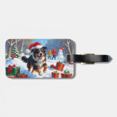 オーストラリア羊飼いクリスマスフェスティバル雪のシーン ラゲッジタグ (裏面横)