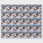 オーストラリア羊飼いクリスマスフェスティバル雪のシーン ラッピングペーパー (フラット)