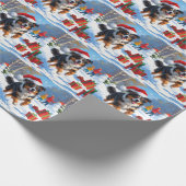 オーストラリア羊飼いクリスマスフェスティバル雪のシーン ラッピングペーパー (角)