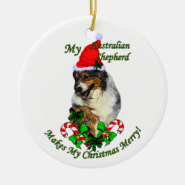 オーストラリア羊飼いクリスマスプレゼントオーナメント セラミックオーナメント