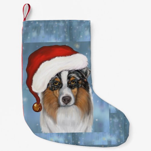 オーストラリア羊飼いサンタ スモールクリスマスストッキング (正面)