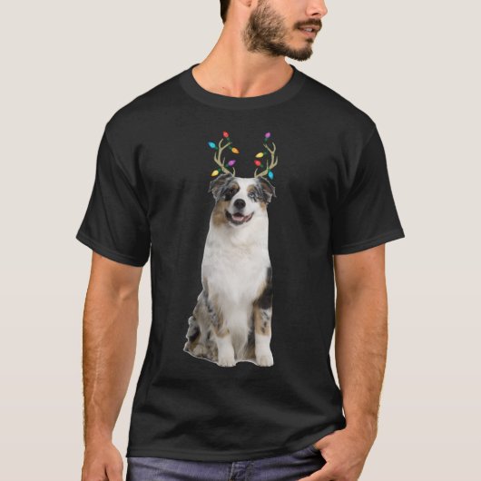 オーストラリア羊飼いトナカイのクリスマスドッグ Tシャツ (正面)
