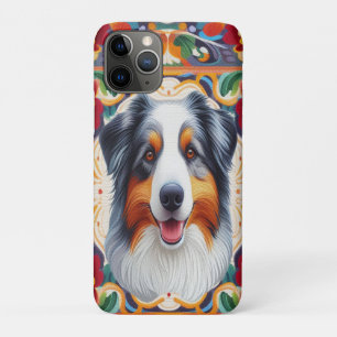 オーストラリア羊飼いドッグカラフル縁どフローラ iPhone 11 PROケース