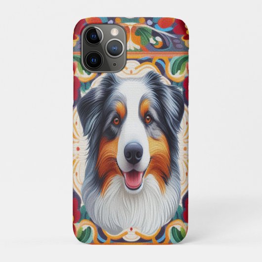 オーストラリア羊飼いドッグカラフル縁どフローラ Case-Mate iPhoneケース (裏)