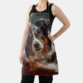オーストラリア羊飼いドッグクリスマスフェスティバル エプロン (インサイチュ)