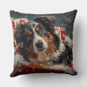 オーストラリア羊飼いドッグクリスマスフェスティバル クッション (裏面)