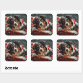 オーストラリア羊飼いドッグクリスマスフェスティバル スクエアシール (シート)