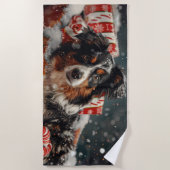 オーストラリア羊飼いドッグクリスマスフェスティバル ビーチタオル (正面)