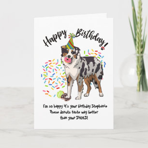 オーストラリア羊飼いドッグドーナツ誕生日カード 招待状