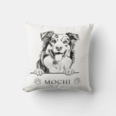 オーストラリア羊飼いドッグハンドスケッチ パーソナライズされた クッション (正面)