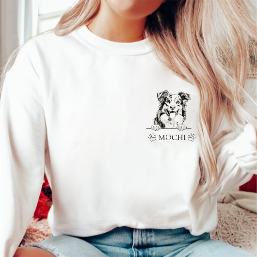 オーストラリア羊飼いドッグハンドスケッチ パーソナライズされた スウェットシャツ