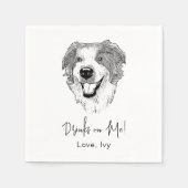 オーストラリア羊飼いドッグハンドスケッチ パーソナライズされた スタンダードカクテルナプキン (正面)