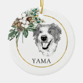 オーストラリア羊飼いドッグハンドスケッチ パーソナライズされた セラミックオーナメント (正面)