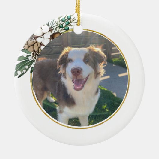 オーストラリア羊飼いドッグハンドスケッチ パーソナライズされた セラミックオーナメント (裏面)