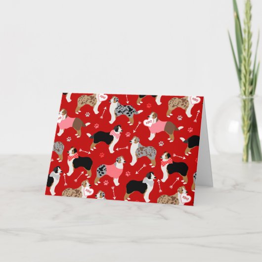 オーストラリア羊飼いバレンタインパタンホリデーカード シーズンカード (正面)