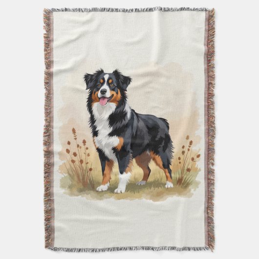 オーストラリア羊飼いブラックトリコラーオーストラリア犬 スローブランケット (正面縦)