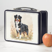 オーストラリア羊飼いブラックトリコラーオーストラリア犬 メタルランチボックス (インサイチュ)