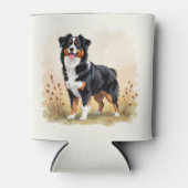 オーストラリア羊飼いブラックトリコラーオーストラリア犬 缶クーラー (正面)