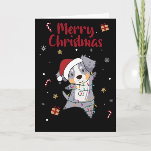 オーストラリア羊飼いメリークリスマスウィンターカード カード (正面)