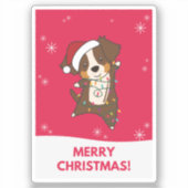 オーストラリア羊飼いメリークリスマスウィンターステッカー シール (正面)