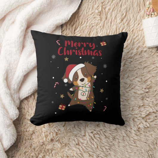 オーストラリア羊飼いメリークリスマスウィンタースローP クッション (ブランケット)