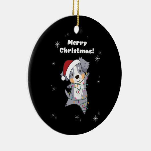 オーストラリア羊飼いメリークリスマス冬 セラミックオーナメント (右)