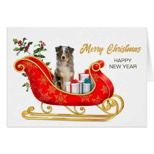 オーストラリア羊飼いメルレクリスマススススススレーカード (正面横)