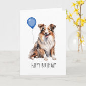 オーストラリア羊飼いレッドオーストラリア誕生日 カード (黄色い花)