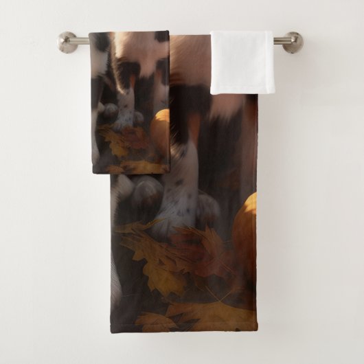 オーストラリア羊飼い子犬オータムデライトカボチャ バスタオルセット (インサイチュ)