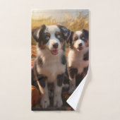 オーストラリア羊飼い子犬オータムデライトカボチャ バスタオルセット (ハンドタオル)