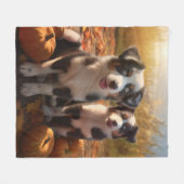 オーストラリア羊飼い子犬オータムデライトカボチャ フリースブランケット (正面(横))