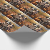 オーストラリア羊飼い子犬オータムデライトカボチャ ラッピングペーパー (角)