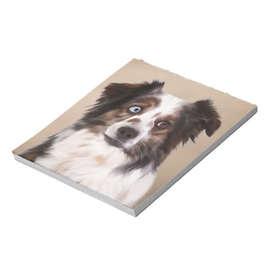 オーストラリア羊飼い犬の油絵芸術 ノートパッド (回転)