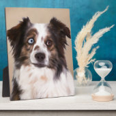 オーストラリア羊飼い犬の油絵芸術 フォトプラーク (側面)