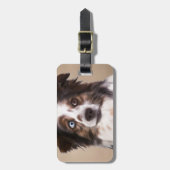 オーストラリア羊飼い犬の油絵芸術 ラゲッジタグ (正面縦)