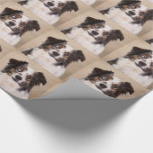 オーストラリア羊飼い犬の油絵芸術 ラッピングペーパー (角)