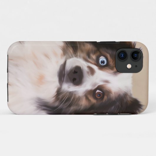 オーストラリア羊飼い犬の油絵芸術 Case-Mate iPhoneケース (裏面(横))