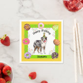 オーストラリア羊飼い犬の誕生日パーティナプキン スタンダードカクテルナプキン (インサイチュ)