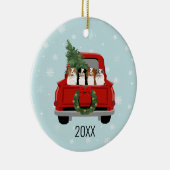 オーストラリア羊飼い犬の赤いトラッククリスマス セラミックオーナメント (右)