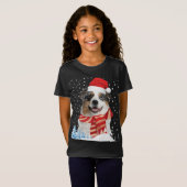 オーストラリア羊飼い犬の醜いクリスマスセーターおもしろい Tシャツ (正面フル)