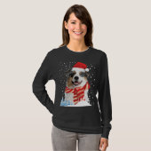 オーストラリア羊飼い犬の醜いクリスマスセーターおもしろい Tシャツ (正面フル)