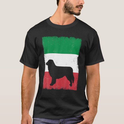 オーストラリア羊飼い犬イタリア国旗イタリアンヴィンテージ Tシャツ (正面)
