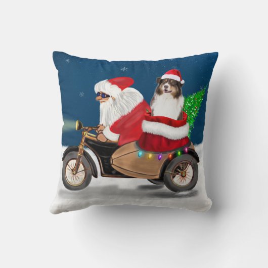 オーストラリア羊飼い犬クリスマスサンタクロース クッション (裏面)