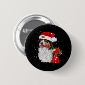 オーストラリア羊飼い犬サンタハットクリスマス 缶バッジ (正面&裏面)